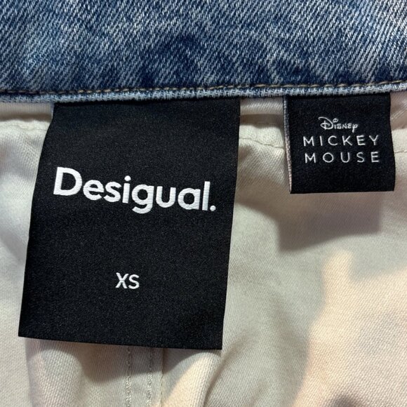 Desigual Disney Mickey Mouse Jean Jacket XS Patchwork Paint Splatter Streetwear - Picture 13 of 16